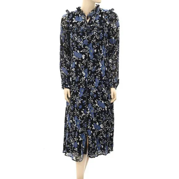Sea New York | Dresses | Sea New York Floral Midi Dress Frill Print Ruffle Black Buttondown S New | Poshmark Sea New York | Dresses | Sea New York Floral Midi Dress Frill Print Ruffle Black Buttondown S New | Poshmark